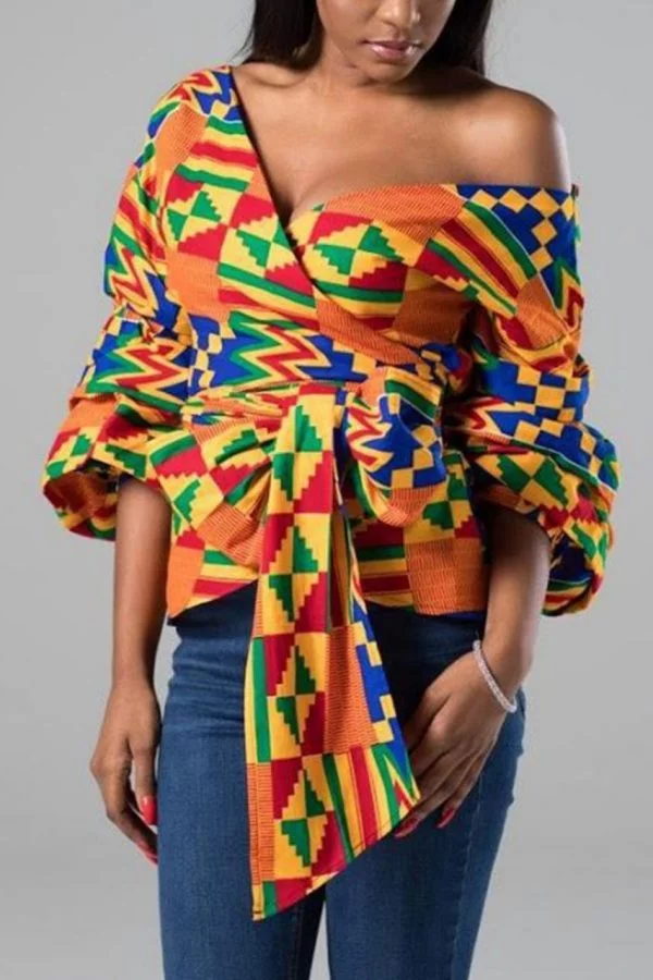 African Prints Tops | Wrap Tie Crop Top | ANNA