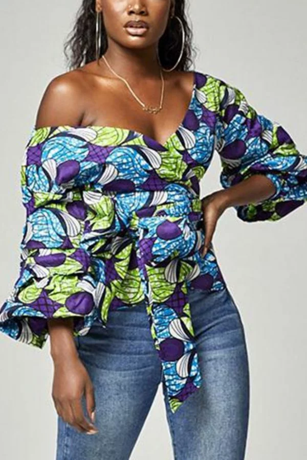 African Prints Tops | Wrap Tie Crop Top | ELINA