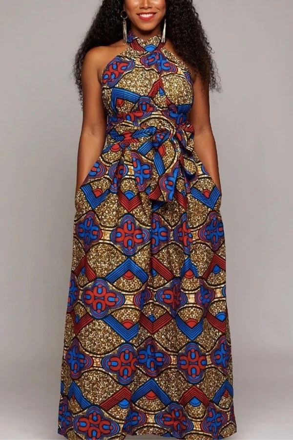 Ankara Print African dress | Round Neck Maxi Dress | MADI