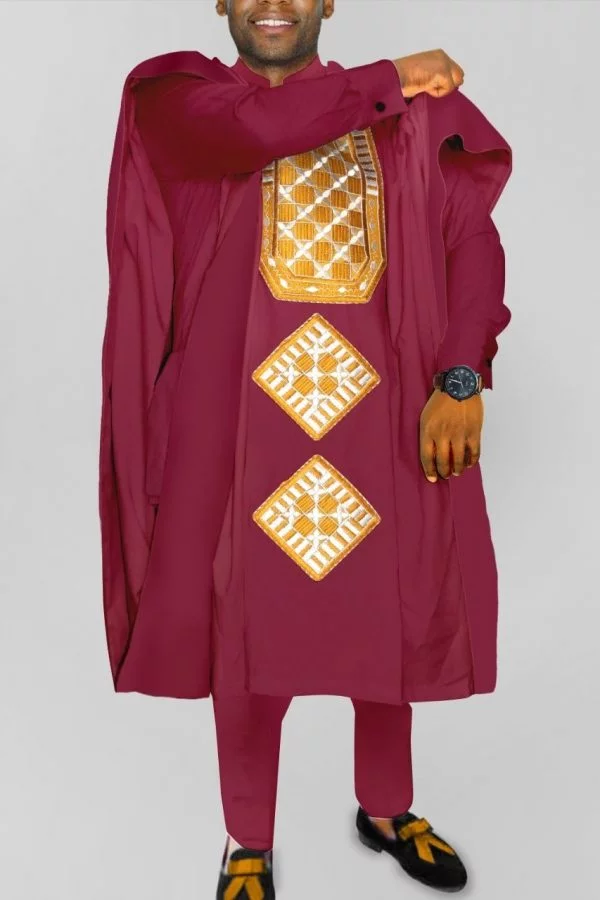 African Agbada Set |3 Piece Agbada | Boubou Asoebi – ODEL