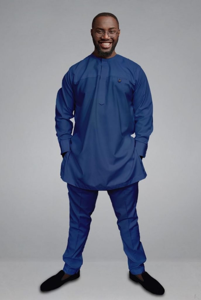 Men's African Senator Style Set | Soro & Buba Asoebi - BAYO (Navy) | Attir