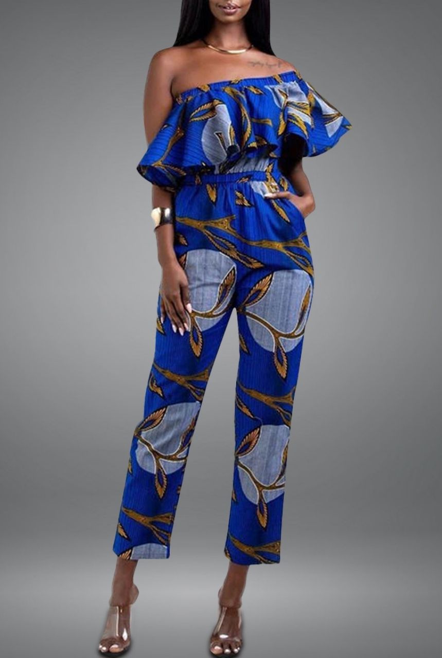 ankara off shoulder jumpsuit