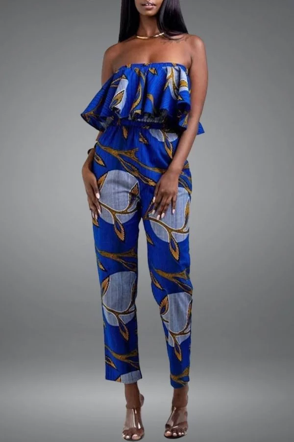 Ankara Print Ruffle Jumpsuit | Off Shoulder Jumpsuit | Jean