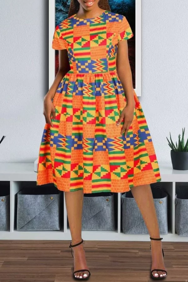 African Print Dress | Flare Midi Dress | Kay